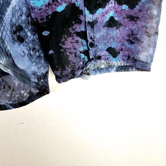Cabi Women's Python Sheer Purple Blue Button-up Collared Career Top, Sz M - Picture 9 of 9